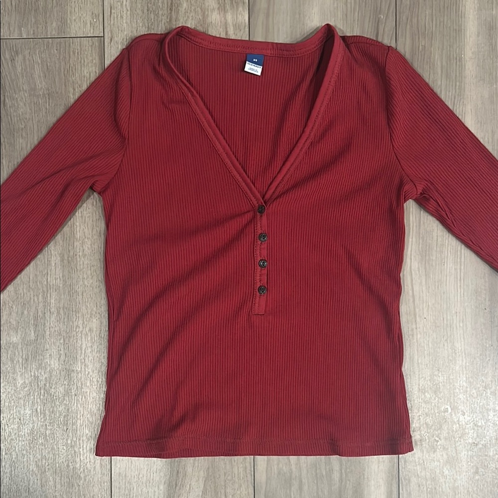 Red Button-Up Women's Top